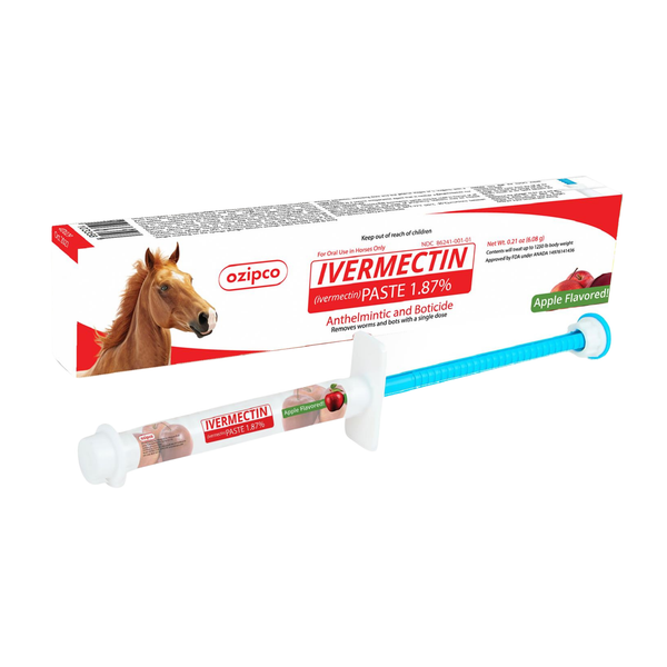 Ivermectin Horse Paste 1.87% | Apple Flavor – 6.08g Syringe for Equine Use Only Up to 1250 LB -(1-pack)