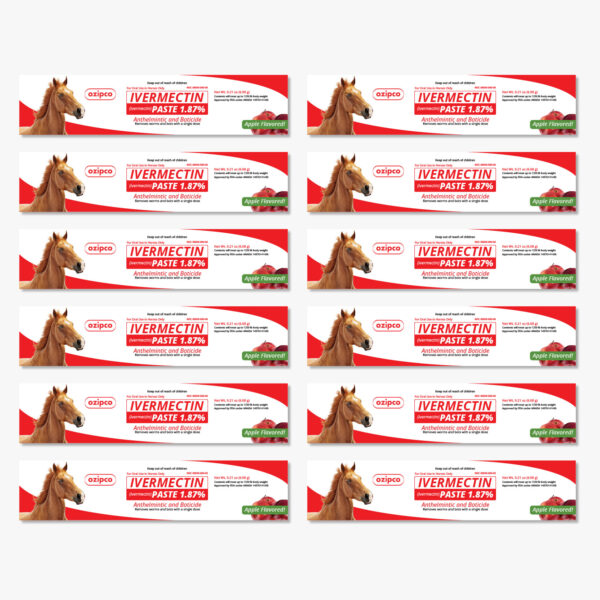 12 × IVERMECTIN Paste 1.87% – Antiparasitic Oral Dewormer