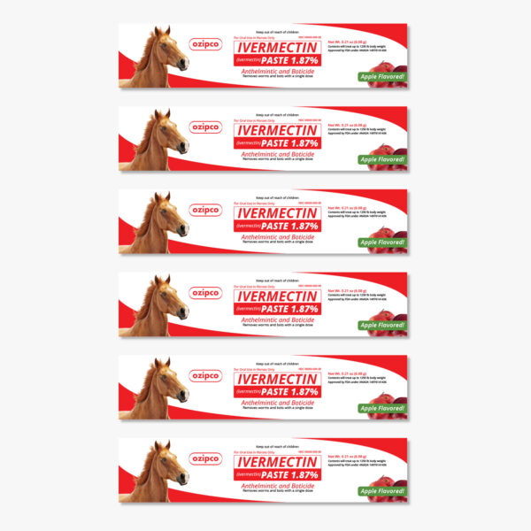 6 × IVERMECTIN Paste 1.87% – Antiparasitic Oral Dewormer